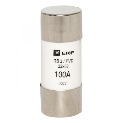 Фотография Плавкая вставка цилиндрическая ПВЦ (22х58) 100А EKF PROxima, артикул pvc-22x58-100