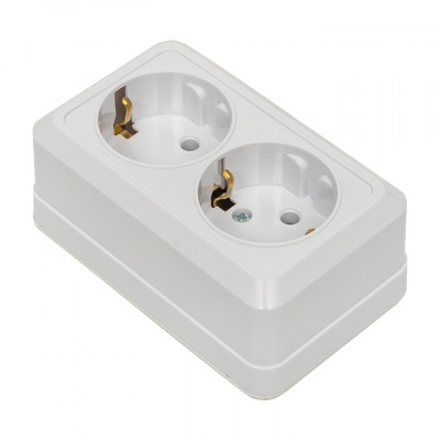 Фотография Рим Розетка 2-местная 16А с заземлением керам. белая EKF, артикул ENR16-128-10C