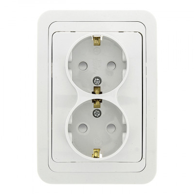 Фотография Лондон Розетка 2-местная с заземлением 16А белая с защ. штор. EKF PROxima, артикул EER16-128-100
