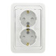 Фотография Лондон Розетка 2-местная с заземлением 16А белая с защ. штор. EKF PROxima, артикул EER16-128-100