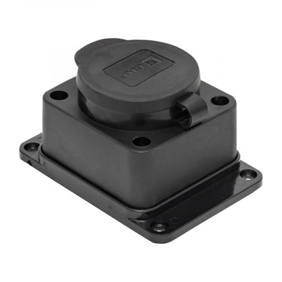 Фотография Роз. (колодка) одномест. с защит. крышкой каучуковая 230В 2P+PE 16A IP44 EKF, артикул RPS-014-16-230-44