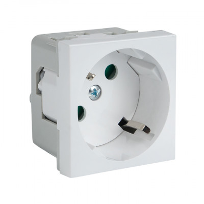 Фотография Розетка 45х45 PRO с заземлением, 45 градусов, белая EKF, артикул E6MR16-028-10-45