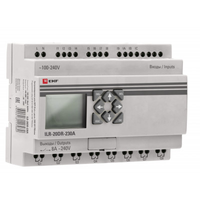 Фотография Программируемое реле 20 в/в с диспл. 230В PRO-Relay EKF PROxima, артикул ILR-20DR-230A