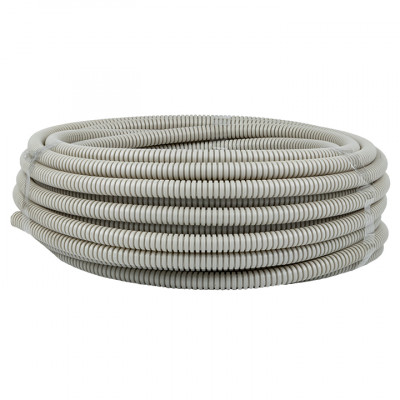 Фотография Труба гофрированная ПВХ с протяжкой d16 мм (25 м) серая EKF-Plast, артикул tg-z-16-25n