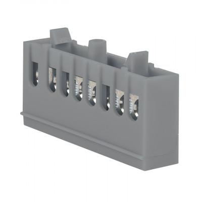 Фотография Шина фаза L (6х9мм) 8 отверстий латунь серый изолированный корпус на DIN-рейку EKF PROxima, артикул sn0-63-8-is