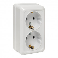 Рим Розетка 2-местная 16А с заземлением керам. белая EKF