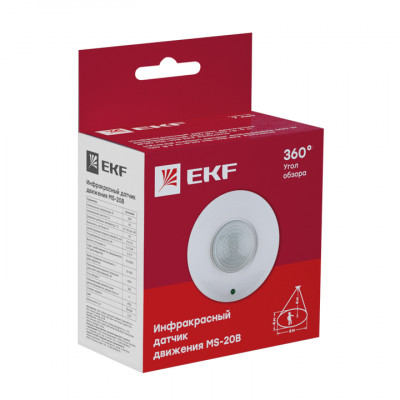 Фотография ИК датчик движения потолочный 1200Вт 360гр. до 6м IP20 MS-20B EKF PROxima, артикул dd-ms-20B