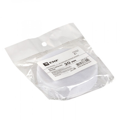 Фотография Хомут-липучка 20 мм (5м ролл) белый EKF PROxima, артикул hlft-2-w