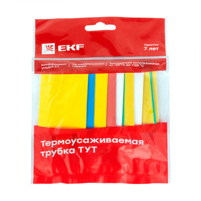 Фотография Термоусаживаемая трубка ТУТ нг 20/10 набор:7 цветов по 3шт. 100мм. EKF PROxima, артикул tut-n-20