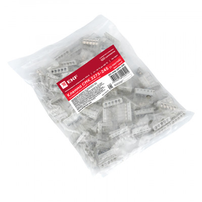 Фотография Строительно-монтажная клемма СМК 2273-245 (с пастой) 5 отверстий 0,5-2.5мм2 (100шт.) EKF PROxima, артикул plc-smk-2273-245