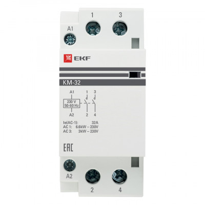 Фотография Контактор модульный КМ 32А 2NО (2 мод.) EKF PROxima, артикул km-2-32-20