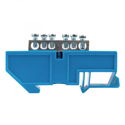 Фотография Шина 0 N (6x9мм) 6 отв. цинк синий изолятор на DIN-рейку EKF, артикул sn1-63-06-d