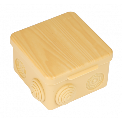 Фотография Коробка распаячная КМР-030-014 с крышкой  (100х100х55), 8 мембранных вводов светлое дерево IP54 EKF PROxima, артикул plc-kmr-030-014-s