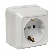 Рим Розетка 1-местная 16А с заземлением керам. белая EKF