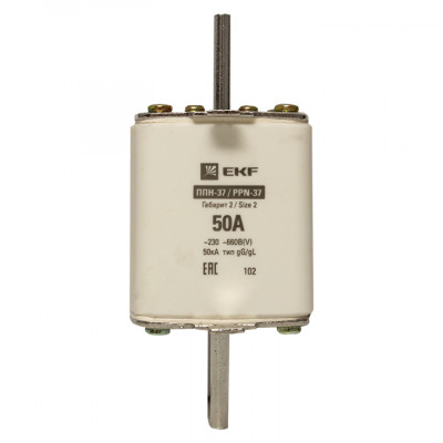 Фотография Плавкая вставка ППН-37 400/50А габарит 2 EKF PROxima, артикул fus-37/400/50