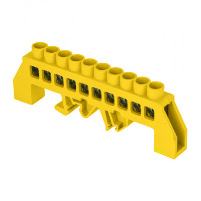 Фотография Шина 0 РЕ (8х12мм) 10 отверстий латунь желтый нейлоновый корпус комбинированный EKF PROxima, артикул sn0-125-10-dpe