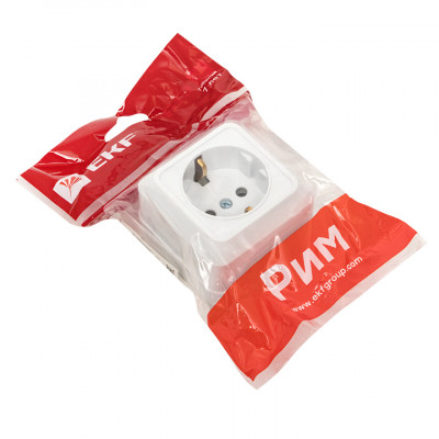 Фотография Рим Розетка 1-местная 16А с заземлением керам. белая EKF, артикул ENR16-028-10C