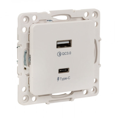 Фотография Стокгольм Механизм Розетки с 2USB type-A + type-C белый  EKF PROxima, артикул EYR-2USB-type-C