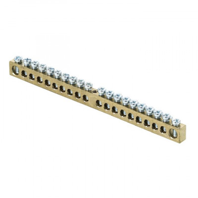 Фотография Шина PEN ноль-земля (6х9мм) 20 отверстий латунь крепеж по центру EKF PROxima, артикул sn0-63-20