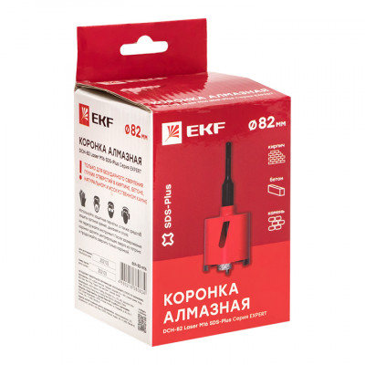 Фотография Коронка алмазная DCH-82 Laser M16 SDS-Plus EKF Expert, артикул dch-82-m16