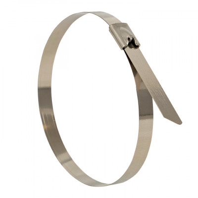 Фотография Хомут AISI 304 из нержавеющей стали, 7.9x200 (100 шт.) FlexLock PROxima, артикул plc-fl-tss-304-7.9x200