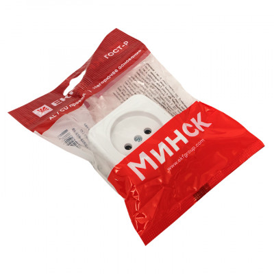 Фотография Минск Розетка 1-местная ОП 10А без заземления белая EKF Basic, артикул EGR10-022-10