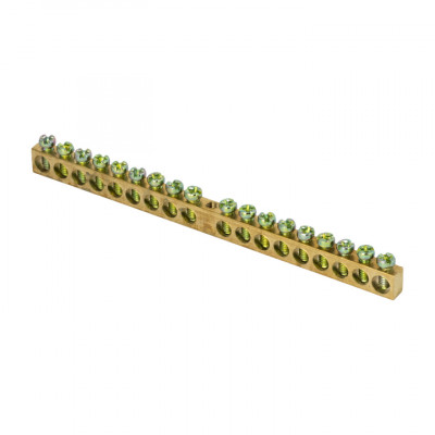 Фотография Шина PEN ноль-земля (6х9мм) 18 отверстий латунь крепеж по центру EKF PROxima, артикул sn0-63-18