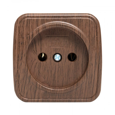 Фотография Розетка 1-местная ОП Минск 10А без заземления тёмное дерево EKF, артикул EGR10-022-40