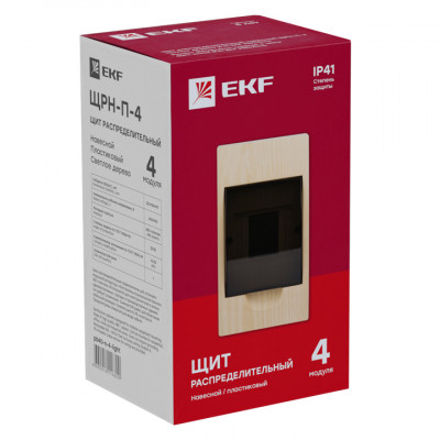 Фотография Щит распределительный навесной ЩРН-П- 4 светлое дерево IP41 EKF PROxima, артикул pb40-n-4-light