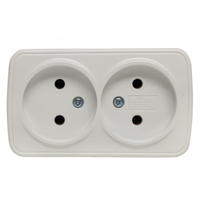 Фотография Минск Розетка 2-местная ОП 10А без заземления белая  EKF Basic, артикул EGR10-102-10