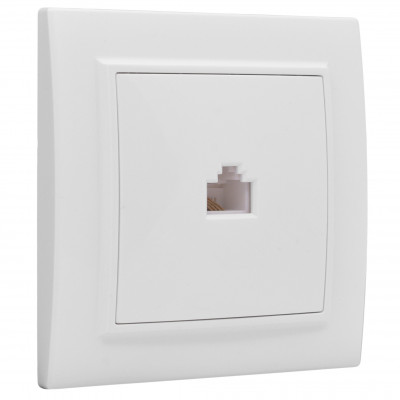 Фотография Минск Розетка RJ-45 1-местная СП белая EKF Basic, артикул ERK01-035-10