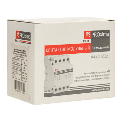 Фотография Контактор модульный КМ 63А 2NО+2NC (3 мод.) EKF PROxima, артикул km-3-63-22