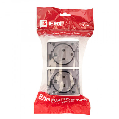 Фотография Владивосток Розетка 2-местная 16А с заземлением с прозрачной крышкой IP54  EKF, артикул EQR16-129-30-54-T