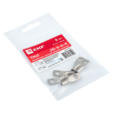 Фотография Наконечник силовой медный луженый JG-6-6-4 (ТМЛ) (5шт) EKF  PROxima, артикул jg-6-6-4r