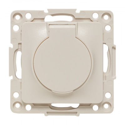 Фотография Стокгольм Механизм Розетки 1-местной с/з 16А белый с крышкой и защ. штор. IP44 EKF PROxima, артикул EYR16-028-10-44