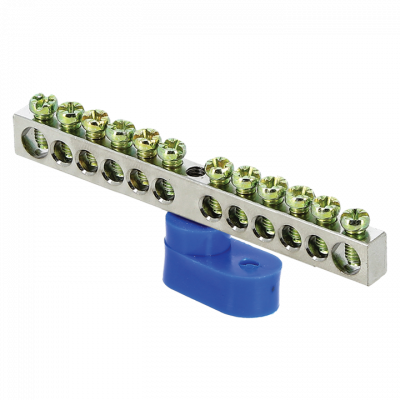 Фотография Шина 0 N (6x9мм) 12 отв. цинк синий угловой изолятор EKF PROxima, артикул sn1-63-12-1