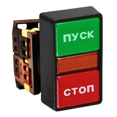 Фотография Кнопка AS-22N Пуск-Стоп прямоугольная 220В NO+NC EKF PROxima, артикул pbn-as-rec