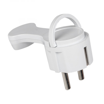 Фотография Вилка угловая плоская с/з белая СТЕЛС 16А 250В EKF PRO, артикул AVYF16-10-r