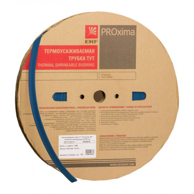 Фотография Термоусаживаемая трубка ТУТ нг 12/6 синяя рулон EKF PROxima, артикул tut-12-g