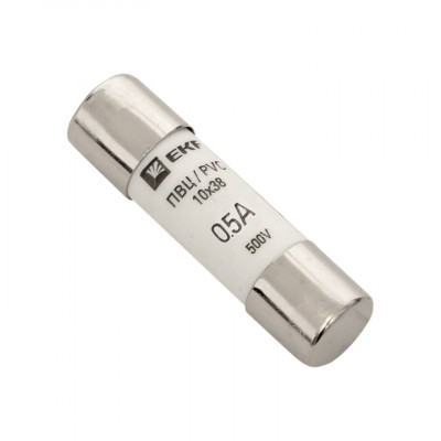 Фотография Плавкая вставка цилиндрическая ПВЦ (10х38)   0,5А EKF PROxima, артикул pvc-10x38-0,5