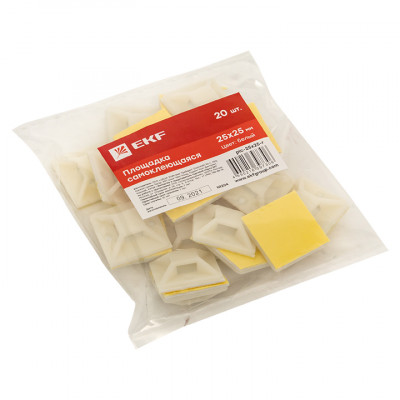 Фотография Площадка самоклеящаяся (25х25мм.) белая (20шт.) EKF PROxima, артикул plc-25x25-r