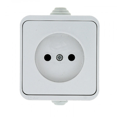Фотография Прага Розетка 1-местная 10А без заземления IP44 белая EKF, артикул EKR10-022-10-44