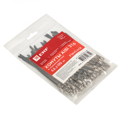 Фотография Хомут AISI 316 из нержавеющей стали, 4.6x125 (100 шт.) FlexLock PROxima, артикул plc-fl-tss-316-4.6x125