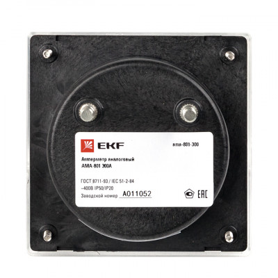 Фотография Амперметр AMA-801 аналоговый на панель (80х80) круглый вырез 300А трансф. подкл. EKF, артикул ama-801-300
