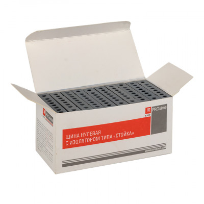 Фотография Шина фаза L (6х9мм) 8 отверстий латунь серый изолированный корпус на DIN-рейку EKF PROxima, артикул sn0-63-8-is