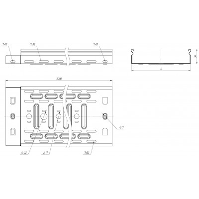 Фотография Лоток перфорированный 50х100х3000-0,55 мм (24 м) EKF, артикул L5010001-0,55