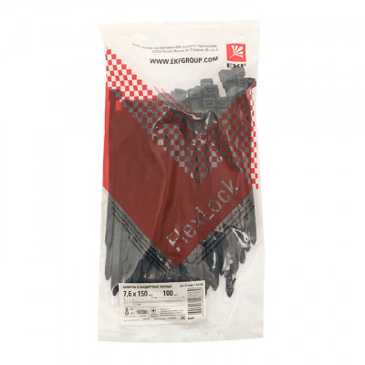 Фотография Хомут P6.6 стандартный (ч), 7.6x150 (100шт) FlexLock PROxima, артикул plc-fl-ctsb-7.6x150