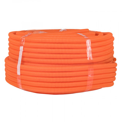 Фотография Труба гофрированная ПНД тяжелая с протяжкой d20 мм (100 м) оранжевая EKF-Plast, артикул tpnd-20-to