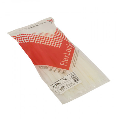 Фотография Хомут P6.6 стандартный (б), 7.6x200 (100шт) FlexLock PROxima, артикул plc-fl-ctsw-7.6x200