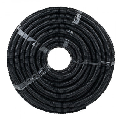 Фотография Труба гофрированная негорючая безгалогеновая FRHF с протяжкой d25 мм (75 м) черная EKF-Plast, артикул FRHF-25